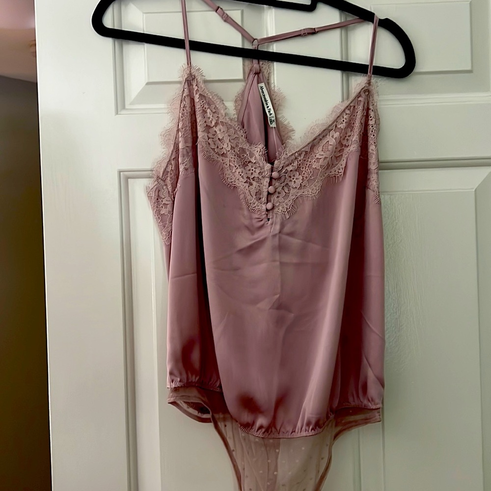 Lavender lace trim bodysuit